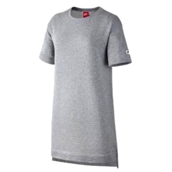 Nike Short-Sleeves Pullover Sweatshirt Lounge Dress in light Gray - Picture 9 of 10